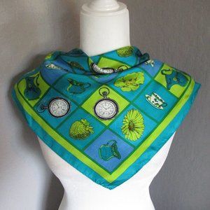 Turquoise & lime 1970s scarf